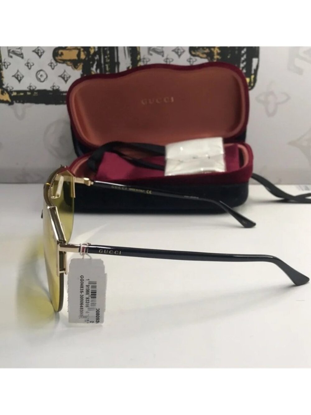 New Authentic Gucci Yellow Lens Sunglasses GG0584s 004 - Picture 4 of 9